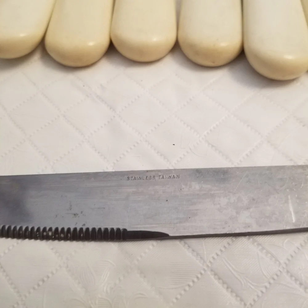 Vintage Cream Handle Butter Knives Lot of 10 Art Deco Flaws See Photos Stainless